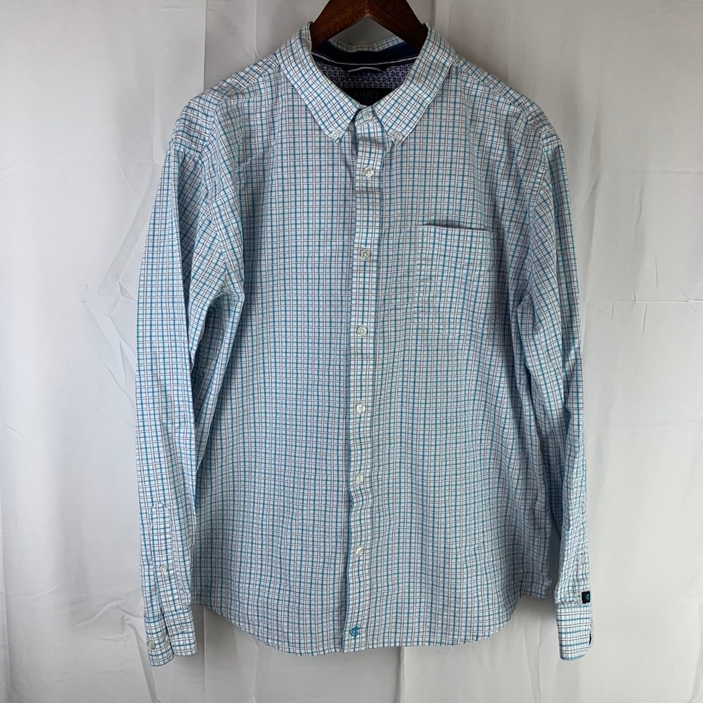 Cody James Button Down Shirt Mens‎ Medium White Blue Plaid Western CCSU18W23